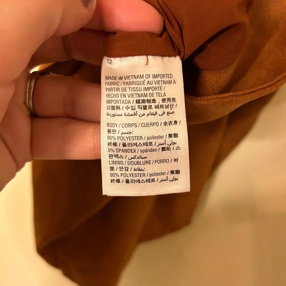 Bar III Faux Suede Mini Skirt Brown Camel Size 12 - Picture 5 of 5